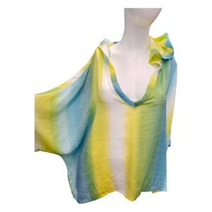 Soho Street Green Ombre Hoided Top Size Medium Caftan Swim Cover